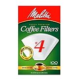 Melitta Cone Coffee Filters, White, No. 4, 100-Count Filters (Pack of 6)