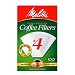 Melitta Cone Coffee Filters, White, No. 4, 100-Count Filters (Pack of 6)