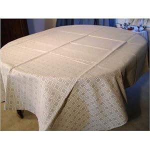Flax linen jacquard weave natural heavy homespun Baltic tablecloth