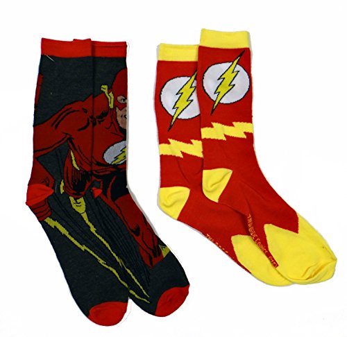 The Flash Men's Casual Crew Sock Set Pack of 2, Red, Men's Shoe Size 6-12