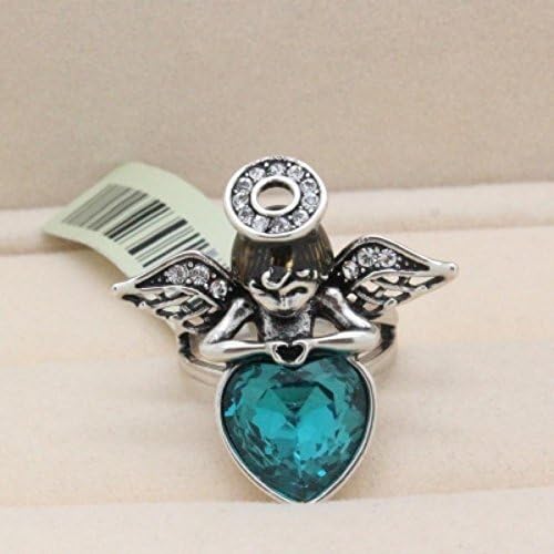 Mc Mall Antique Blue Austral Crystal Wedding Rings Angel Design for Women Fashion Jewelry Accessories V051996R