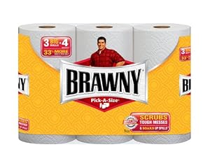 Brawny Big Roll, Pick A Size, White, 3 Count (Pack of 8)