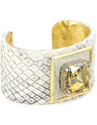 Ted Rossi "Sorbet Shine" Python Metal Square Gem Cuff Bracelet