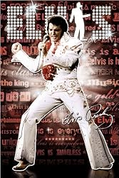 Elvis Presley - Personality / Music Poster (Dancing In White Bling Suit) (Size: 24" x 36")
