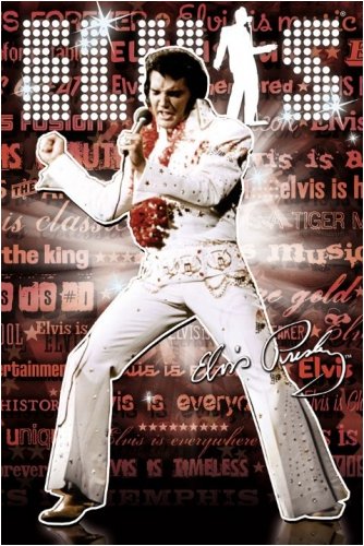 Elvis Presley - Personality / Music Poster (Dancing In White Bling Suit) (Size: 24