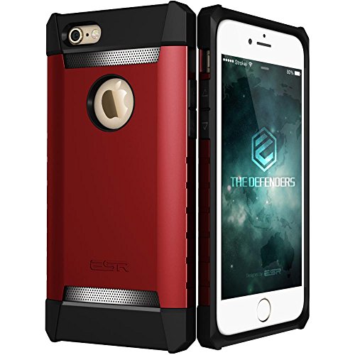 iPhone 6 Plus Case, iPhone 6 Plus Rugged Case, iPhone 6 Plus Heavy Duty Case, ESR Full Body Armor Bumper Case [Corner Strengthened] [Free Gift: HD Clear Screen Protector] for iPhone 6 Plus(Shielder Red)