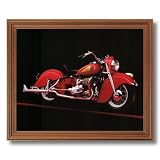1941 Vintage Red Indian Motorcycle Home Decor Wall Picture Oak Framed Art Print