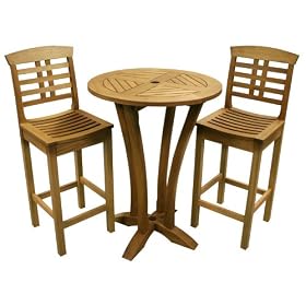 Eucalyptus Large Bar Table and Two Chair Set