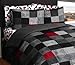 loft living Twin XL Red Black Gray Geo Blocks Complete Bed in a Bag Bedding Set