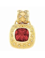 18K Yellow Gold Antique Square Cut Mozambique Garnet and Diamond Pendant -- LIFETIME WARRANTY