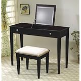 Cappuccino Finish Flip Top Vanity Table & Stool Set
