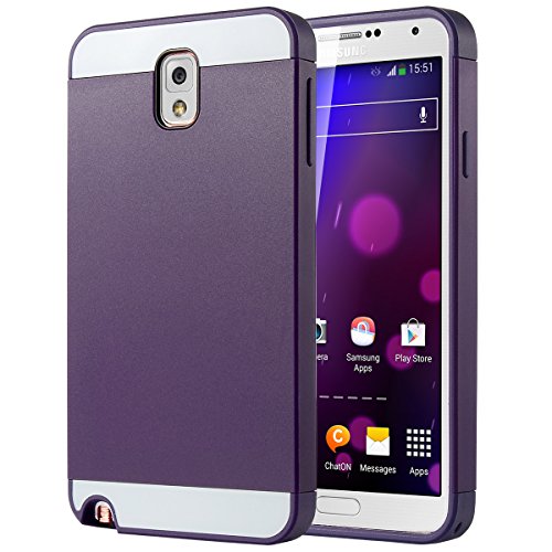 Note 3 Case, Galaxy Note 3 Case - ULAK Hybrid Slim Hard Back Case Cover Rubber Bumper 2in1 Daul Layer w/ Card Storage for Samsung Galaxy Note 3 III N9000 (Purple/Purple)