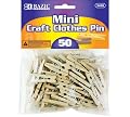 BAZIC Mini, Natural Clothespins, Wood, 50 Per Pack