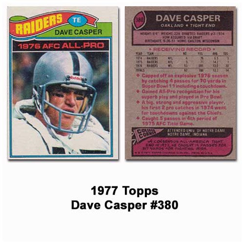 Topps Oakland Raiders Dave Casper 1977 Rookie Card