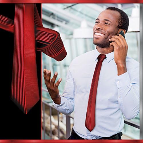 Executive Ties Men's Slim Fade and Stain-Resistant Skinny Necktie One Size Decisive Red