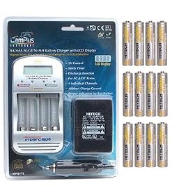 Click here to buy Hitech - 12 AAA Rechargeable Batteries and Charger Set For GeoTrax Working Town Train Railway by Hitech.