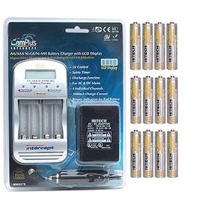 Hitech - 12 AAA Rechargeable Batteries and Charger Set For GeoTrax Working Town Train Railway by Hitec RCD Inc.