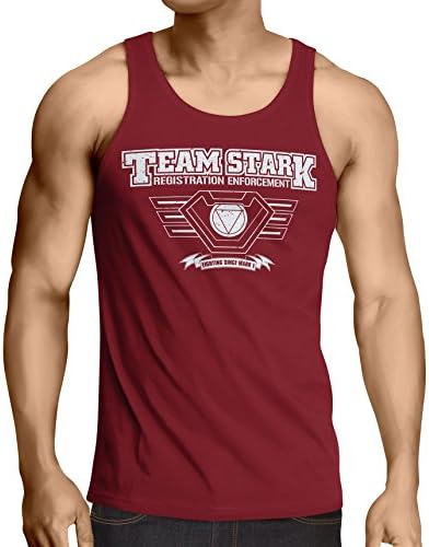 TEAM STARK-CIVIL WAR inspired Mens Iron Man Tank Top-Red (Small)