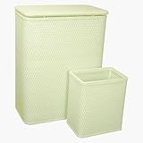 Redmon Chelsea Hamper and Matching Wastebasket Collection, Herbal Green