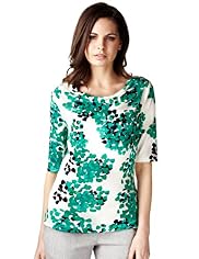 Per Una Cowl Neck Verona Spotted Drape Top