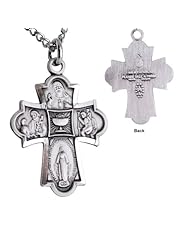 Sterling Silver 4-Way Cross w/Chalice Center on 18 inch Chain