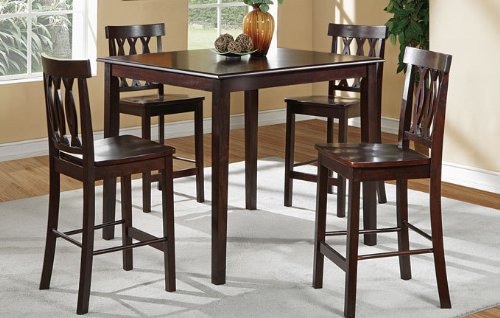 5pc Counter Height Dining Set Tangled Circle Chair Back in Dark Cherry