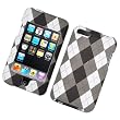 Black with White Plaid Check Snap on Fabric Leather Feel Snap on Hard Cover Case for Apple Ipod Touch Itouch 2nd Gen 3rd Gen + Lcd Screen Guard