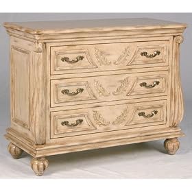 Traditional Style Antiqued Furniture - Ivory Dresser 3 Drawers Console Cabinet LT-0097