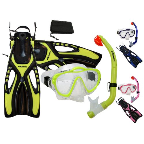 Promate Junior Snorkeling Scuba Diving Mask DRY Snorkel Fins Set for Kids/ SCS0040