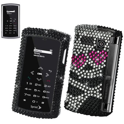 Fashionable Perfect Fit Hard Diamante Protector Skin Cover (Faceplate/Snap On) Full Rhinestones Diamond Bling for Sanyo Incognito SCP-6760 Boost Mobile,Sprint