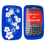 Blackberry Curve 8520 Rubber Skin Case Flower Blue