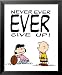 Peanuts: Never Ever EVER Give Up! Television Framed Art Poster Print by Charles Schulz, 18x22