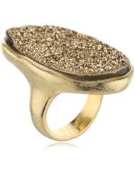 Marcia Moran "Glamour" Gold-Tone Druzy Stone Odd Shape 18k Gold-Plated Ring