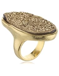 Marcia Moran "Glamour" Gold-Tone Druzy Stone Odd Shape 18k Gold-Plated Ring