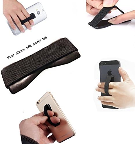ONX3 (Black) Samsung Galaxy J7 Prime G610F Universal Anti-Slip Elastic Finger Mobile Phone Grip Holder With Strong Adhesive