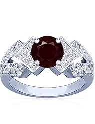 Platinum Round Cut Ruby Ring With Sidestones (GIA Certificate)
