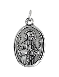 Sterling Silver Saint Jean Baptiste Marie Vianney Oval-shaped Medal Pendant, 7/8 inch (23 mm) tall