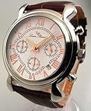 MENS LUCIEN PICCARD LEATHER 3 EYE CHRONO DATE WATCH 28118BR