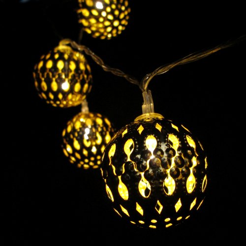 Best Price Gold Cutout Metal Ball Battery String Lights with 10 LEDs