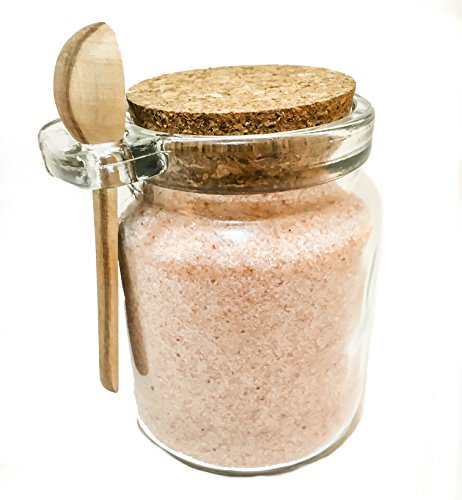 Premium Gourmet Pink Himalayan Salt (10oz - Ground Fine) in Reusable Glass Chefs Spice Jar with Cork & Spoon ~Kosher Certified~ Loved By Chefs Everywhere! Non-GMO