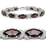 17.60 Carat Genuine Garnet Marquise Silver Bracelet