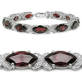 Buy 17.60 Carat Genuine Garnet Marquise Silver Bracelet by JewelzDirect