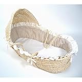 Hooded Moses Basket with Beige Gingham Bedding - 875