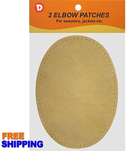 2/pkg Sew-on 4 3/4"x6 1/2" Camel Suede Cowhide Elbow Patches
