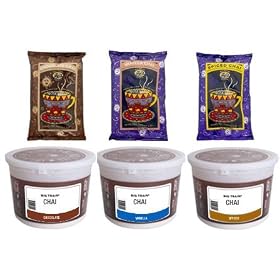 Big Train Chai Mix Variety Pack, Chocolate Chai Mix, Spiced Chai Mix, Vanilla Chai Mix - 3.5 lb Bulk Bags