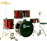 New Drum Set Wine Red 5-Piece Complete Full Size with Cymbals Stands Stool Sticks