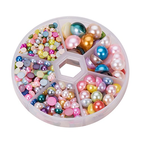 Pandahall 1 box mixed color mixed sizes flat back pearl cabochon,…
