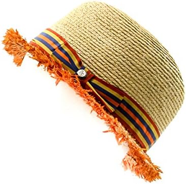 Raffaello Bettini Men's Straw Hat in Natural / Orange Size Medium