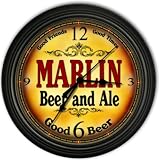Marlin 's Beer and Ale Black Cascading Pub Style Wall Clock