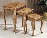 3pc Traditional Honey Maple w/Floral Paint Nesting Tables